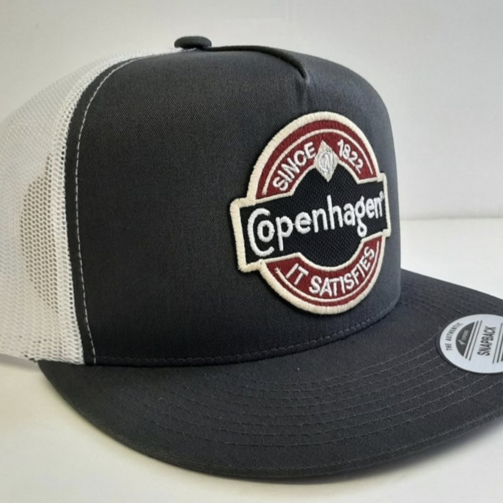 Copenhagen Grey White Yupoong Flat Bill Snuff Dip Chew Chaw American Classic Fas - Picture 2 of 5